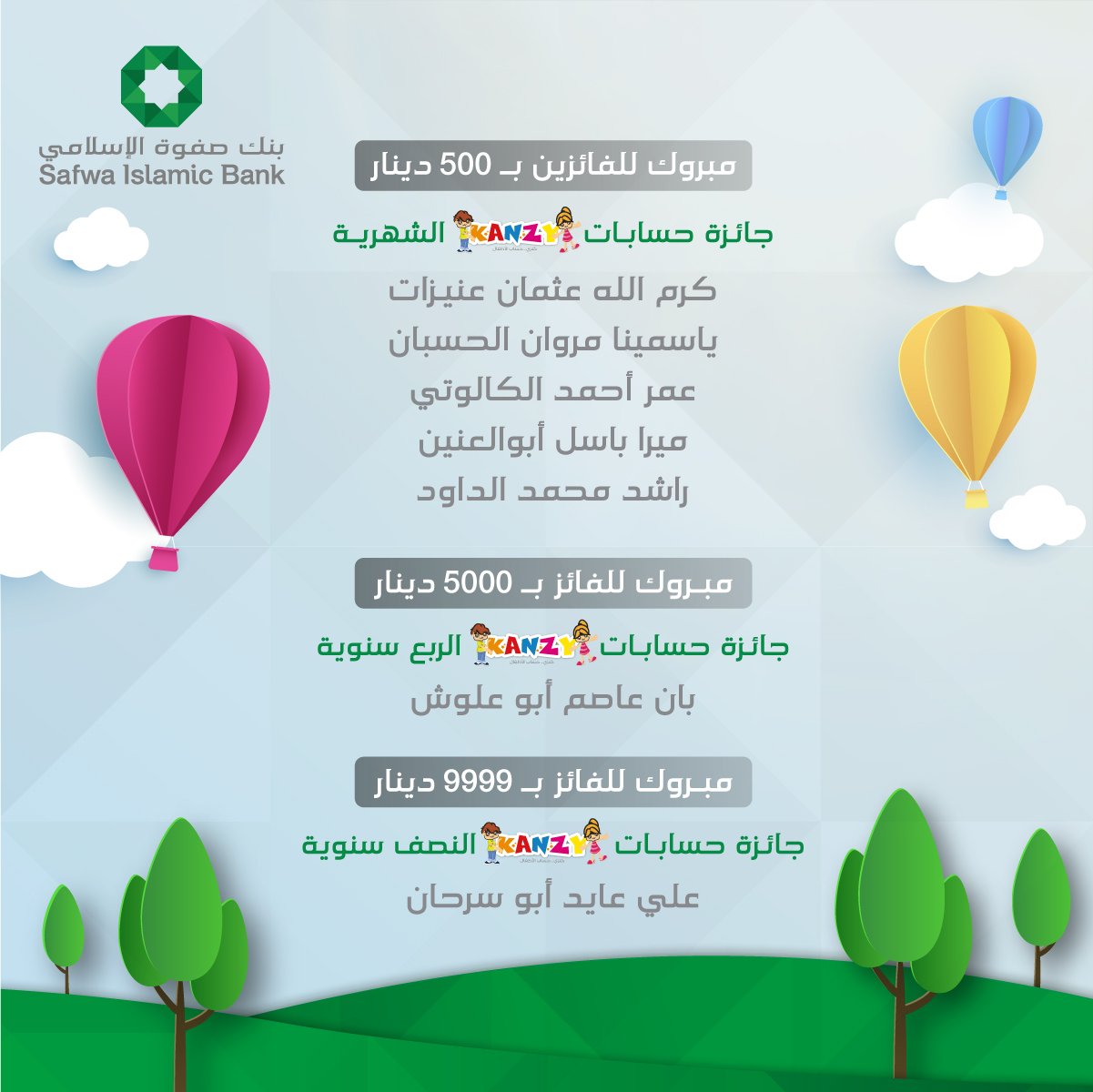 صفوة الإسلامي يعلن الفائزين بجوائز حساب توفير الأطفال “كنزي” لنهاية عام 2022