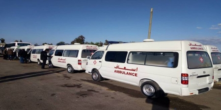 10 سيارات إسعاف أردنية تصل سوريا عبر مركز نصيب الحدودي